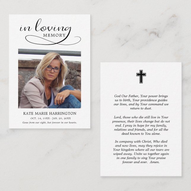 In Loving Memory Photo Funeral Prayer Card (Front/Back)