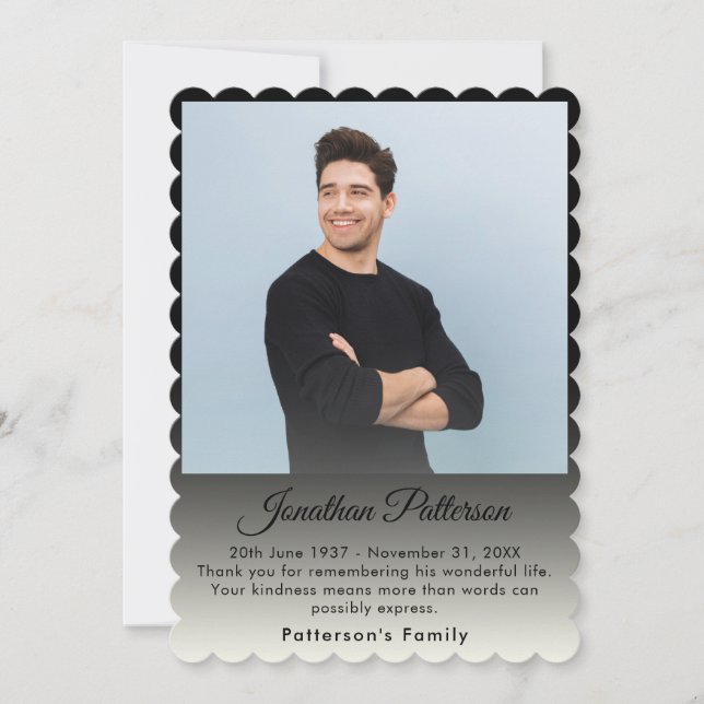 In Loving Memory Photo Funeral Sympathy Thank You  Card (Front)