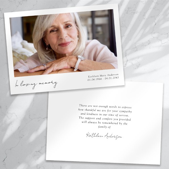 In Loving Memory Photo Funeral  Thank You Card (Creator Uploaded)