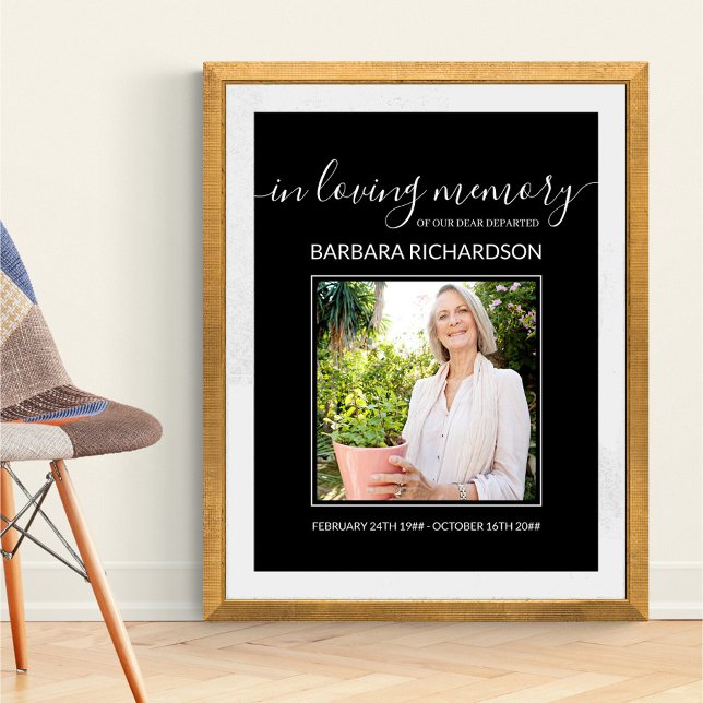 In Loving Memory Photo Funeral Welcome Poster (Funeral memorial poster to order professionally printed or as a printable digital download)