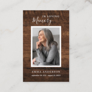 In Loving Memory Photo Funeral Wood Prayer Card