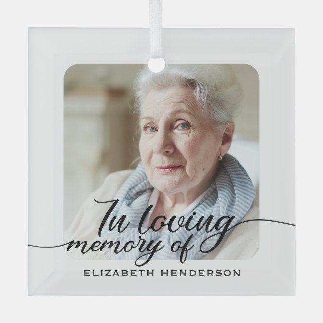 In Loving Memory Photo  Glass Tree Decoration (Front)