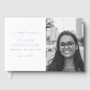 In Loving Memory Photo Heart Script Funeral Foil Guest Book