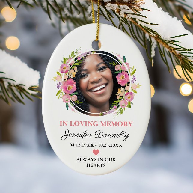 In Loving Memory Photo Memorial Ceramic Ornament (Creator Uploaded)