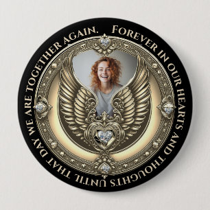 In Loving Memory Photo Memorial Diamond Look  10 Cm Round Badge