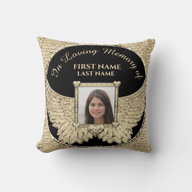 In Loving Memory Photo Memorial Diamond Look  Cushion (Front)