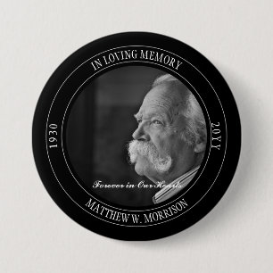 In Loving Memory Photo Memorial   Funeral Black 7.5 Cm Round Badge
