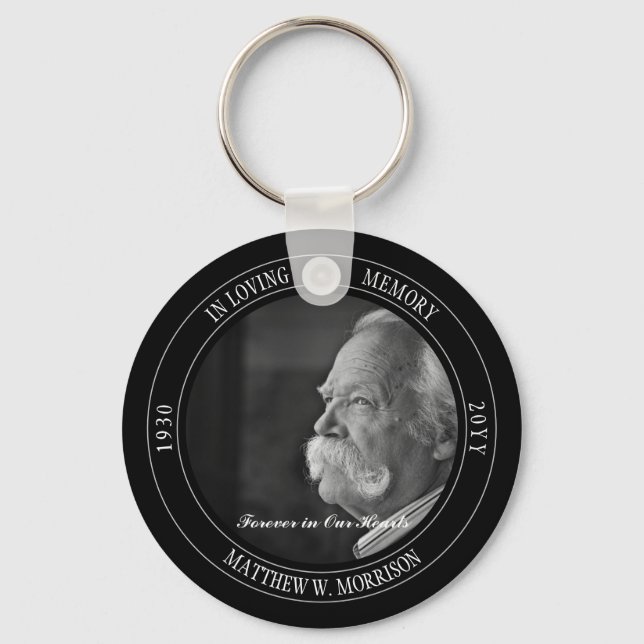 In Loving Memory Photo Memorial | Funeral Black Key Ring (Front)