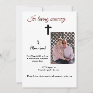 in loving memory photo memorial funeral invitation