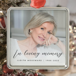 In Loving Memory Photo Memorial Grey Metal Ornament
