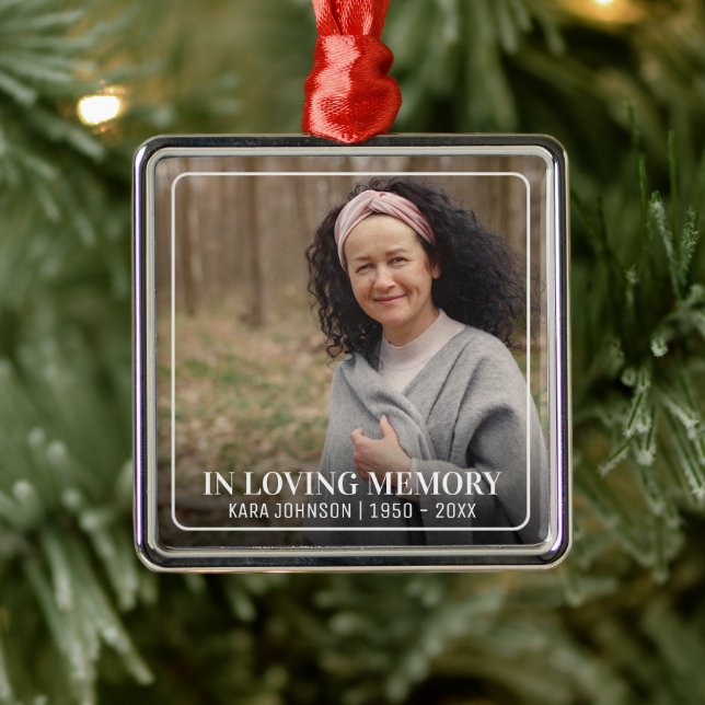 In Loving Memory Photo Memorial Keepsake Metal Ornament (Tree)