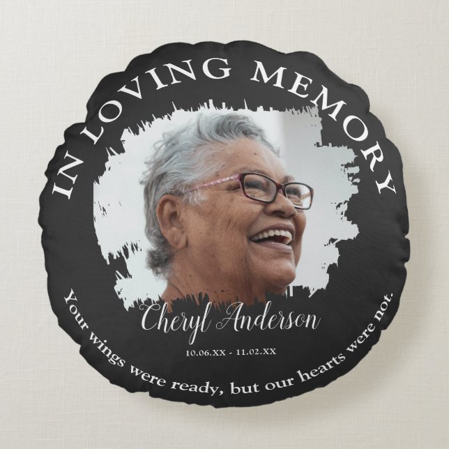 In Loving Memory | Photo Memorial  Round Cushion (Front)