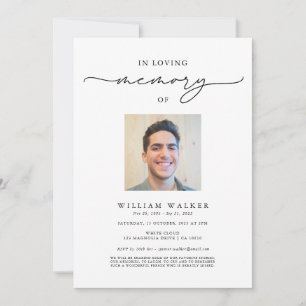 In Loving Memory Photo Memorial Service Funeral Invitation