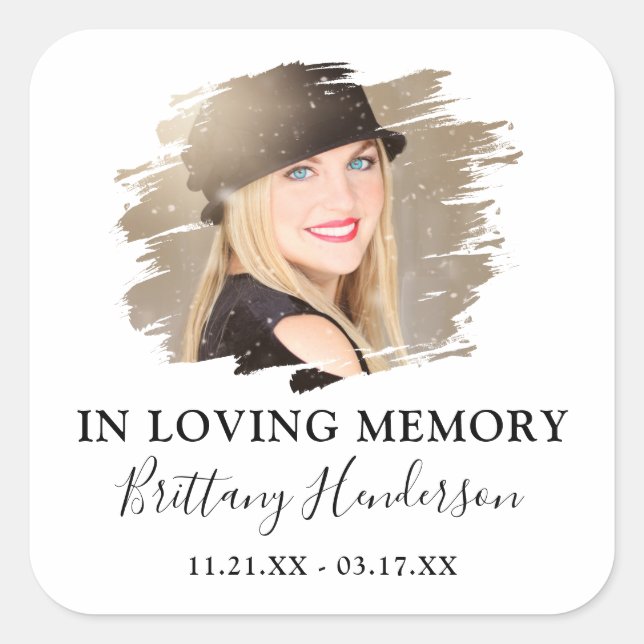 In Loving Memory | Photo Memorial Square Sticker (Front)