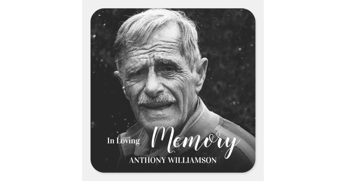 In Loving Memory Photo Memorial Square Sticker | Zazzle
