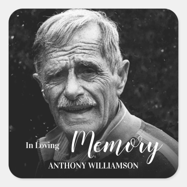 In Loving Memory Photo Memorial Square Sticker (Front)
