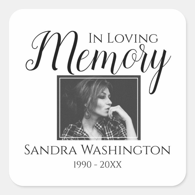In Loving Memory | Photo Memorial Square Sticker (Front)