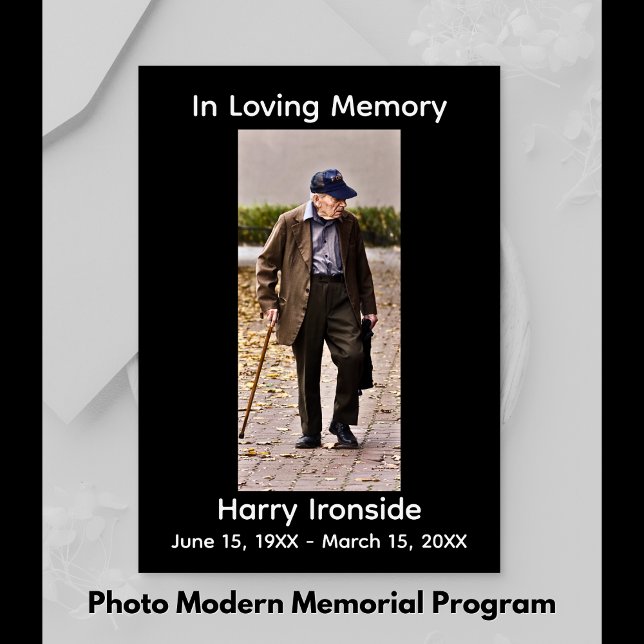 In Loving Memory Photo MODERN Memorial Program (Photo MODERN Memorial Program)