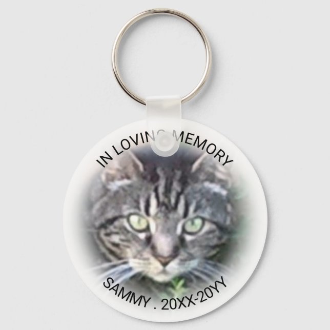 In Loving Memory Photo Name Cat Dog Pet Memorial Key Ring (Front)