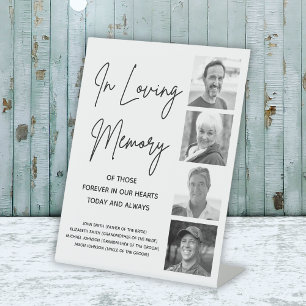 In Loving Memory Photo & Names Wedding Memorial Pedestal Sign