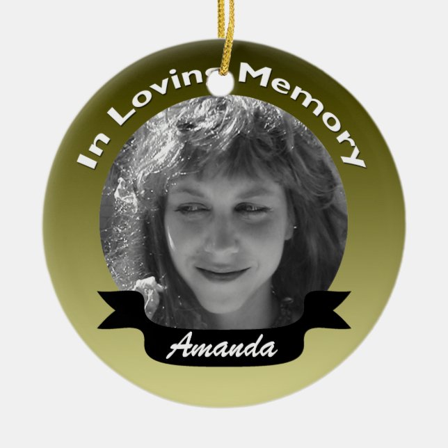 In Loving Memory Photo Ornament Gold Black (Front)