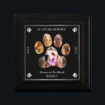 In Loving Memory Photo Pet Memorial - Black Silver Gift Box<br><div class="desc">Remember your beloved pet with this five-photo paw memorial keepsake design "In Loving Memory" with message "Forever in Our Hearts", your pet's photos and name with his or her birth and death years. Shown here in black with silver tone text and accents, this design is also available in white with...</div>