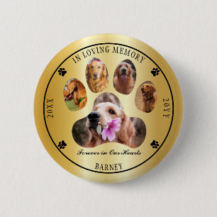 In Loving Memory Photo Pet Memorial - Gold 6 Cm Round Badge