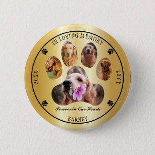 In Loving Memory Photo Pet Memorial - Gold 6 Cm Round Badge