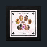 In Loving Memory Photo Pet Memorial -   Pink Black Gift Box<br><div class="desc">Help friends and family remember your beloved pet with this five-photo paw memorial keepsake design "In Loving Memory" with message "Forever in Our Hearts", your pet's photos and name with his or her birth and death years. Shown here in a faux pink marble look background with black text and accents....</div>