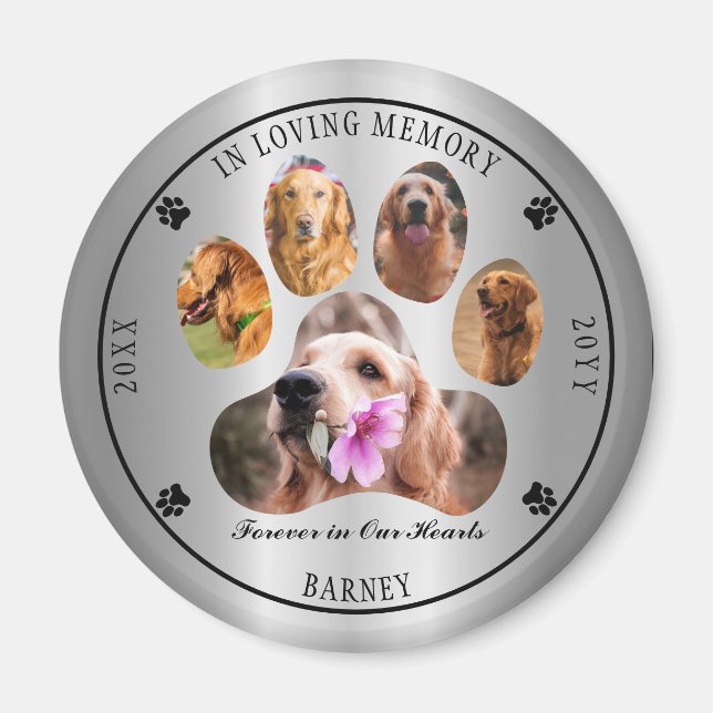 In Loving Memory Photo Pet Memorial - Silver  Magnet (Front)