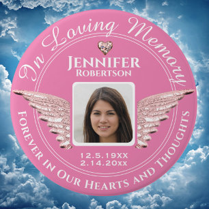 In Loving Memory Photo Pink 7.5 Cm Round Badge