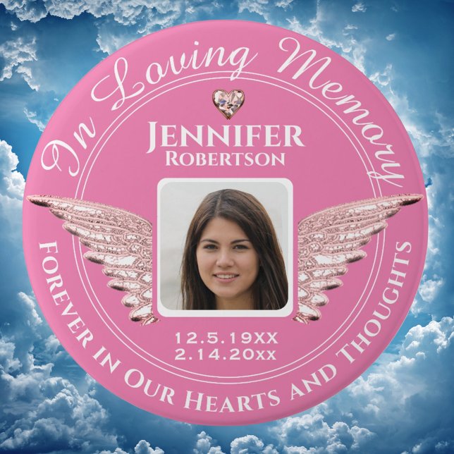 In Loving Memory Photo Pink 7.5 Cm Round Badge (Creator Uploaded)