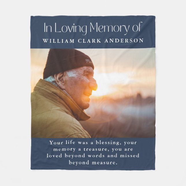 In Loving Memory Photo Poem Tribute Blanket (Front)