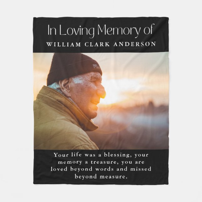 In Loving Memory Photo Poem Tribute Fleece Blanket (Front)