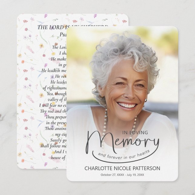 In Loving Memory Photo Prayer Card  (Front/Back)