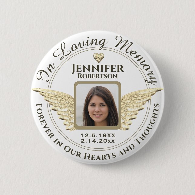 In Loving Memory Photo Remembrance 6 Cm Round Badge (Front)
