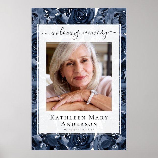 In Loving Memory Photo Roses Welcome Sign (Front)