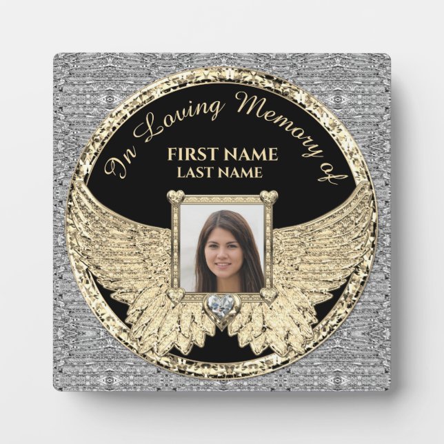 In Loving Memory Photo Silver and Gold Plaque (Front)