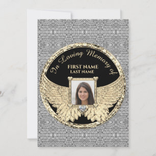 In Loving Memory Photo Silver and Gold Thank You Card