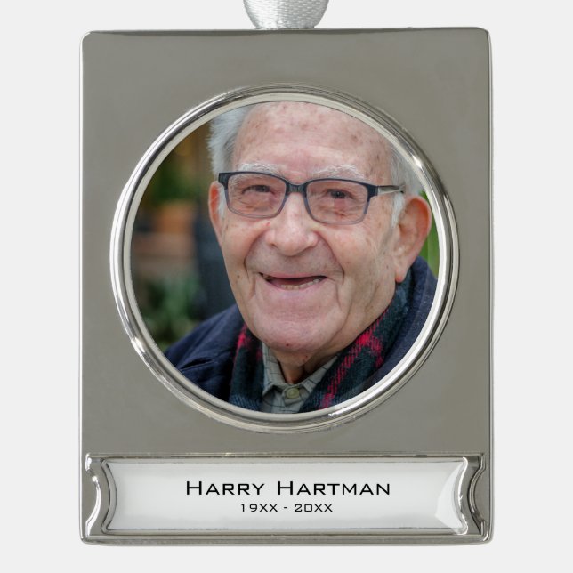 In Loving Memory Photo Silver Plated Banner Ornament (Front)