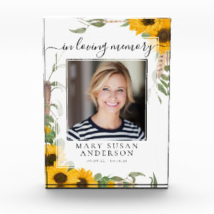 In Loving Memory Photo Sunflower Memorial Block