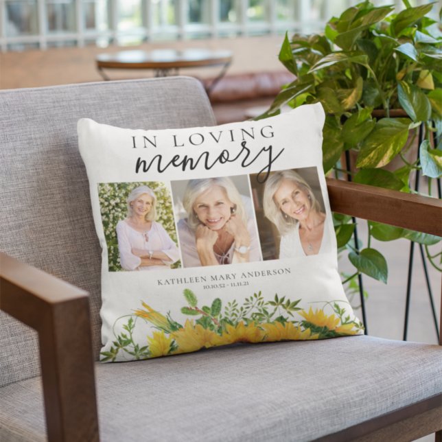 In Loving Memory Photo Sunflowers Cushion (Creator Uploaded)