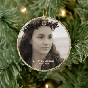 in Loving Memory Photo Wings Memorial Ceramic Ornament