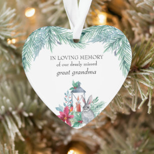 In Loving Memory Pine and Lantern Heart Shaped Ornament