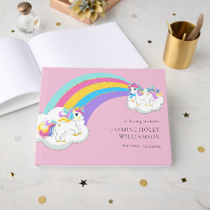 in loving memory pink childrens funeral guest book