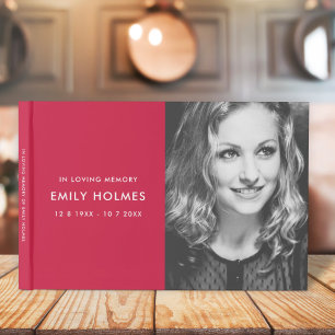 In Loving Memory   Pink Feminine Memorial Photo Guest Book