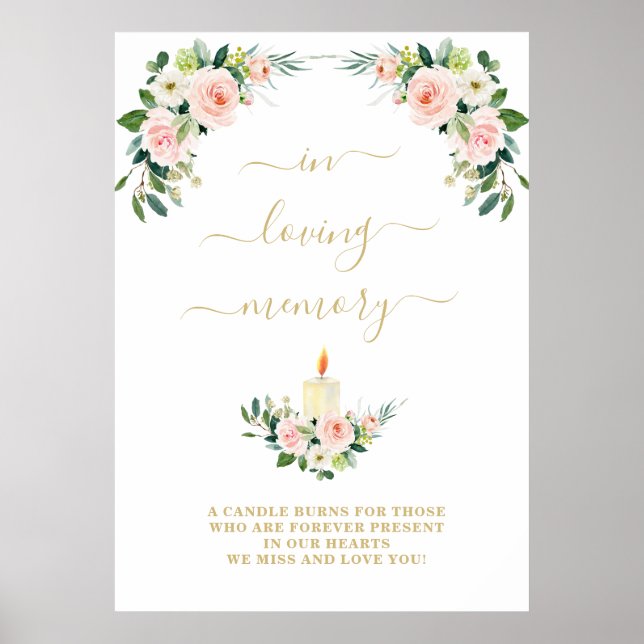 In Loving Memory Pink Floral Memorial Sign (Front)