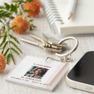 In Loving Memory Pink Funeral Memorial Key Ring