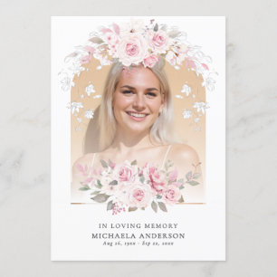 In Loving Memory Pink Watercolor Floral Memorial Program