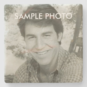 In Loving Memory Portrait Template Funeral Photo Stone Coaster